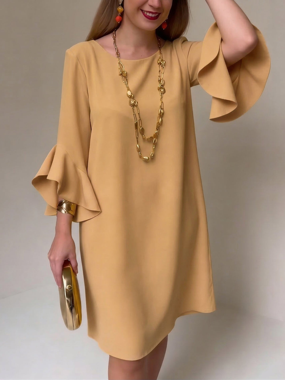Vestido fluido con mangas de volante Selloryta