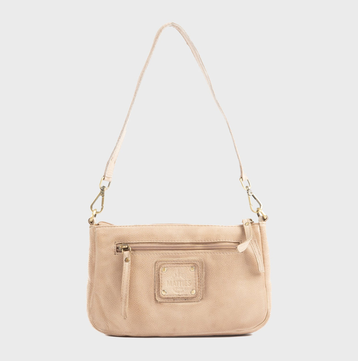 Bolso de hombro con bandolera de piel natural - Camel