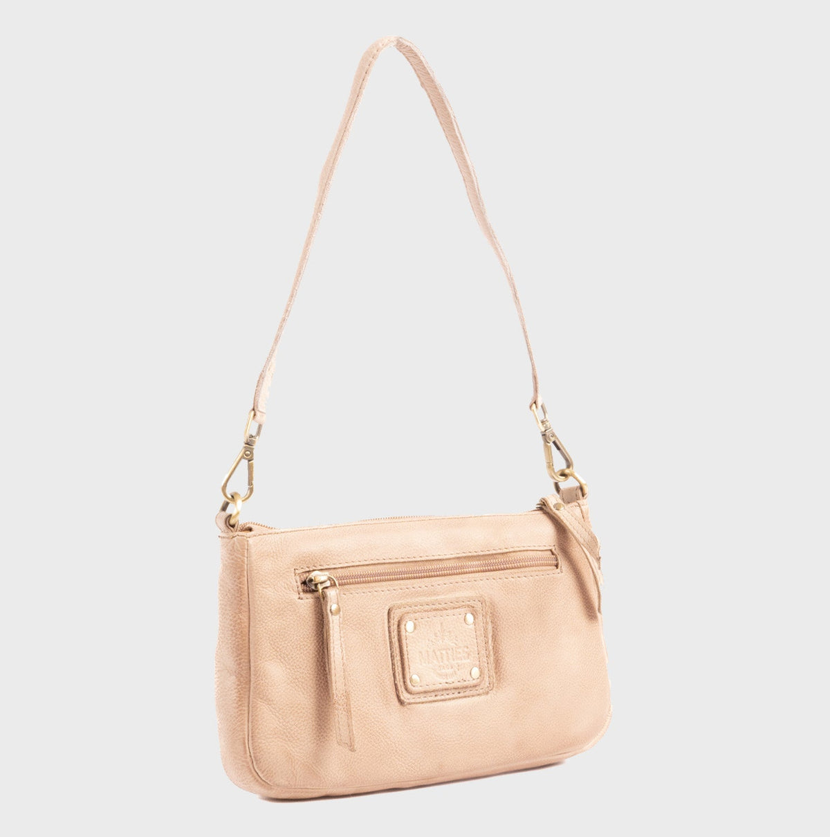 Bolso de hombro con bandolera de piel natural - Camel