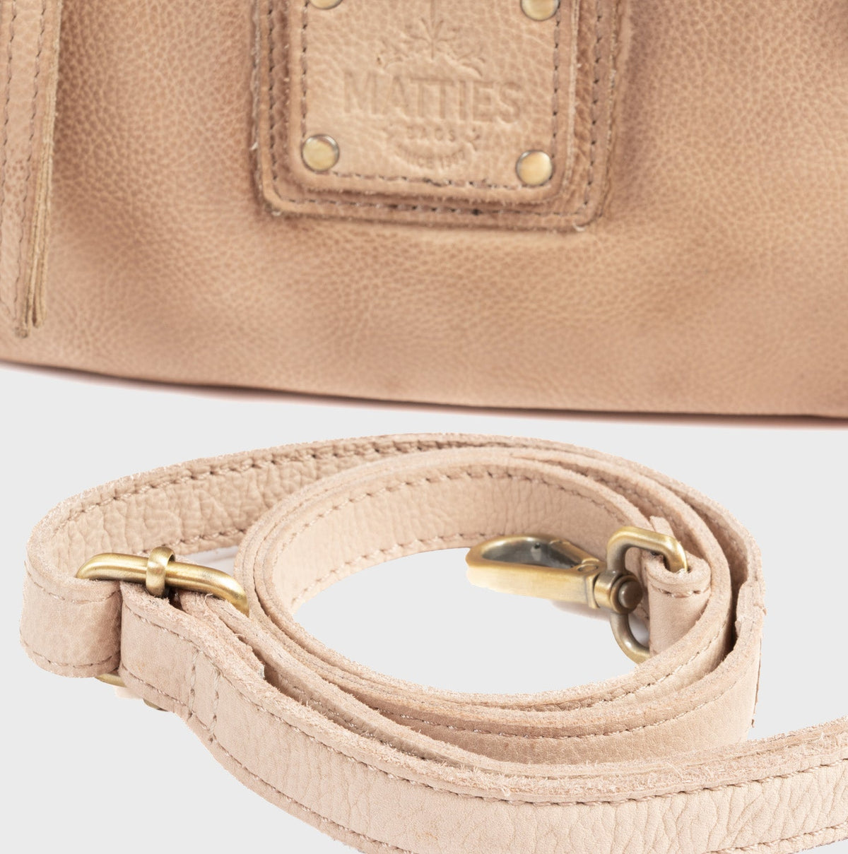 Bolso de hombro con bandolera de piel natural - Camel
