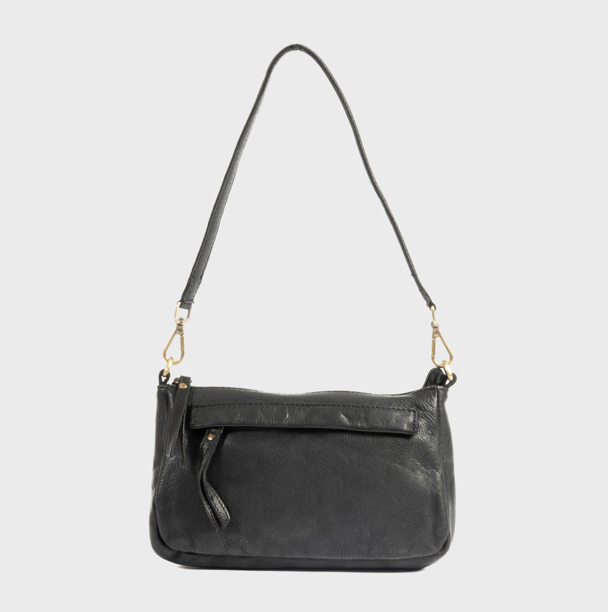 Bolso de hombro con bandolera de piel natural - Negro