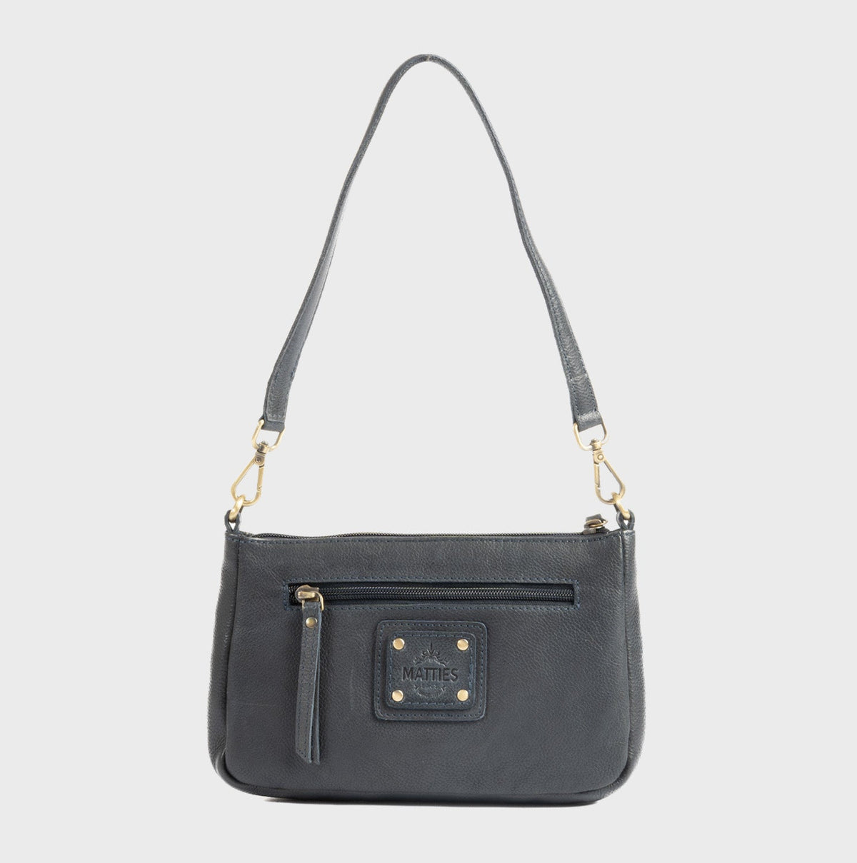 Bolso de hombro con bandolera de piel natural - Azul