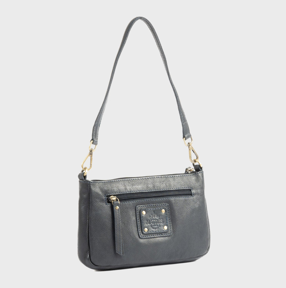 Bolso de hombro con bandolera de piel natural - Azul