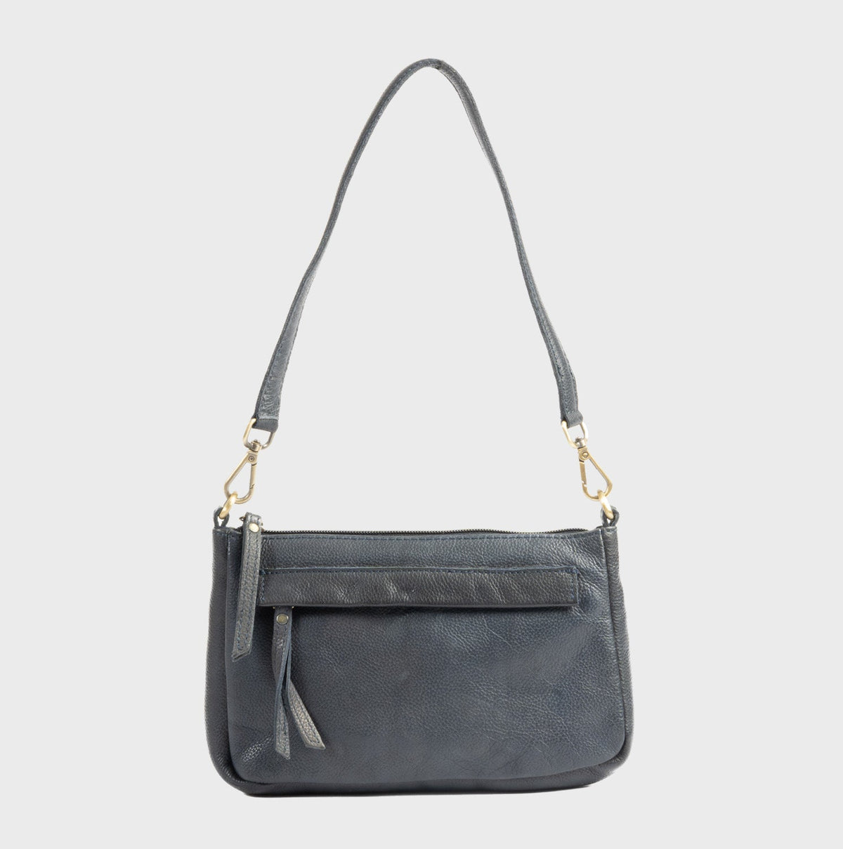 Bolso de hombro con bandolera de piel natural - Azul