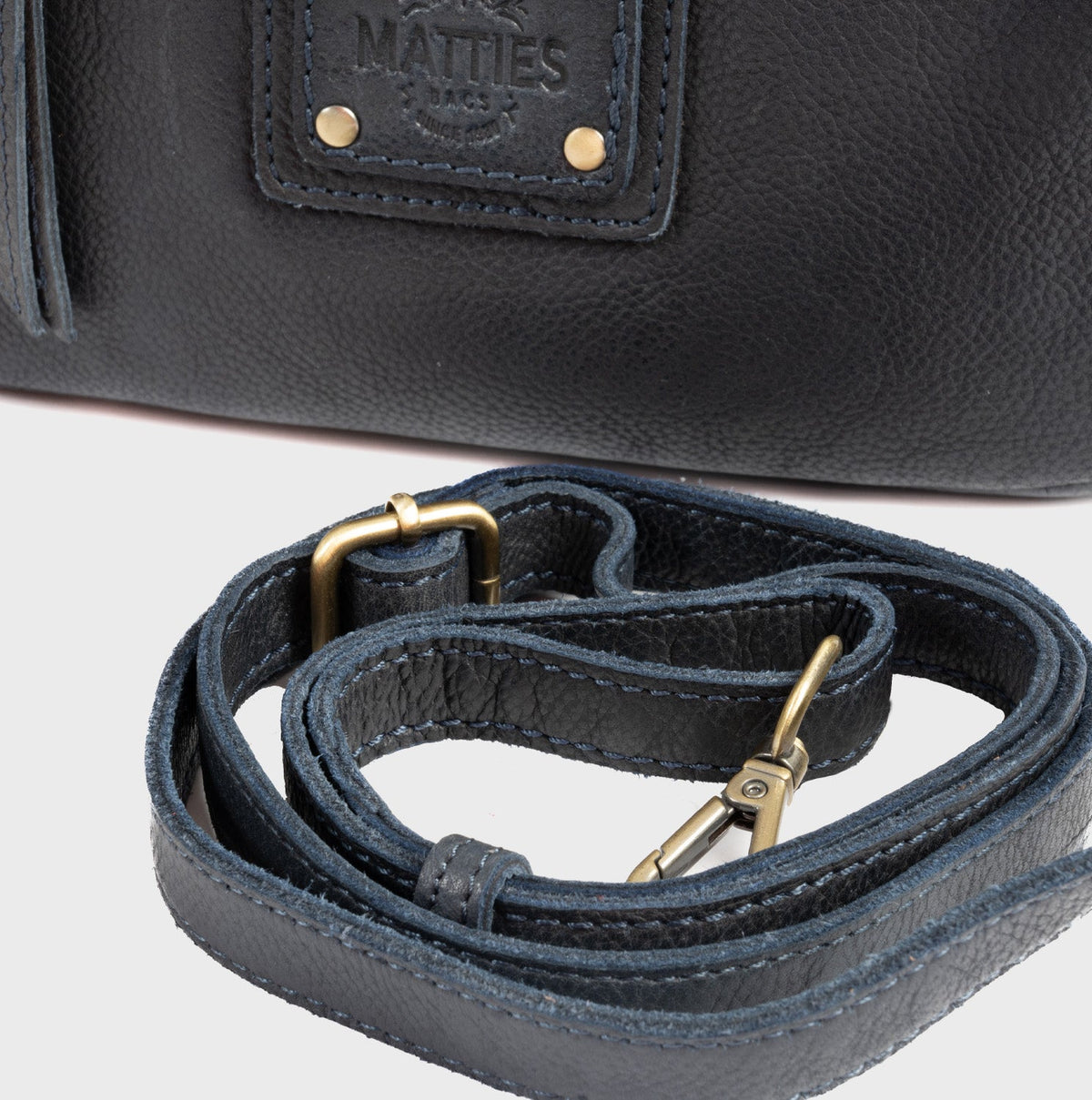 Bolso de hombro con bandolera de piel natural - Azul