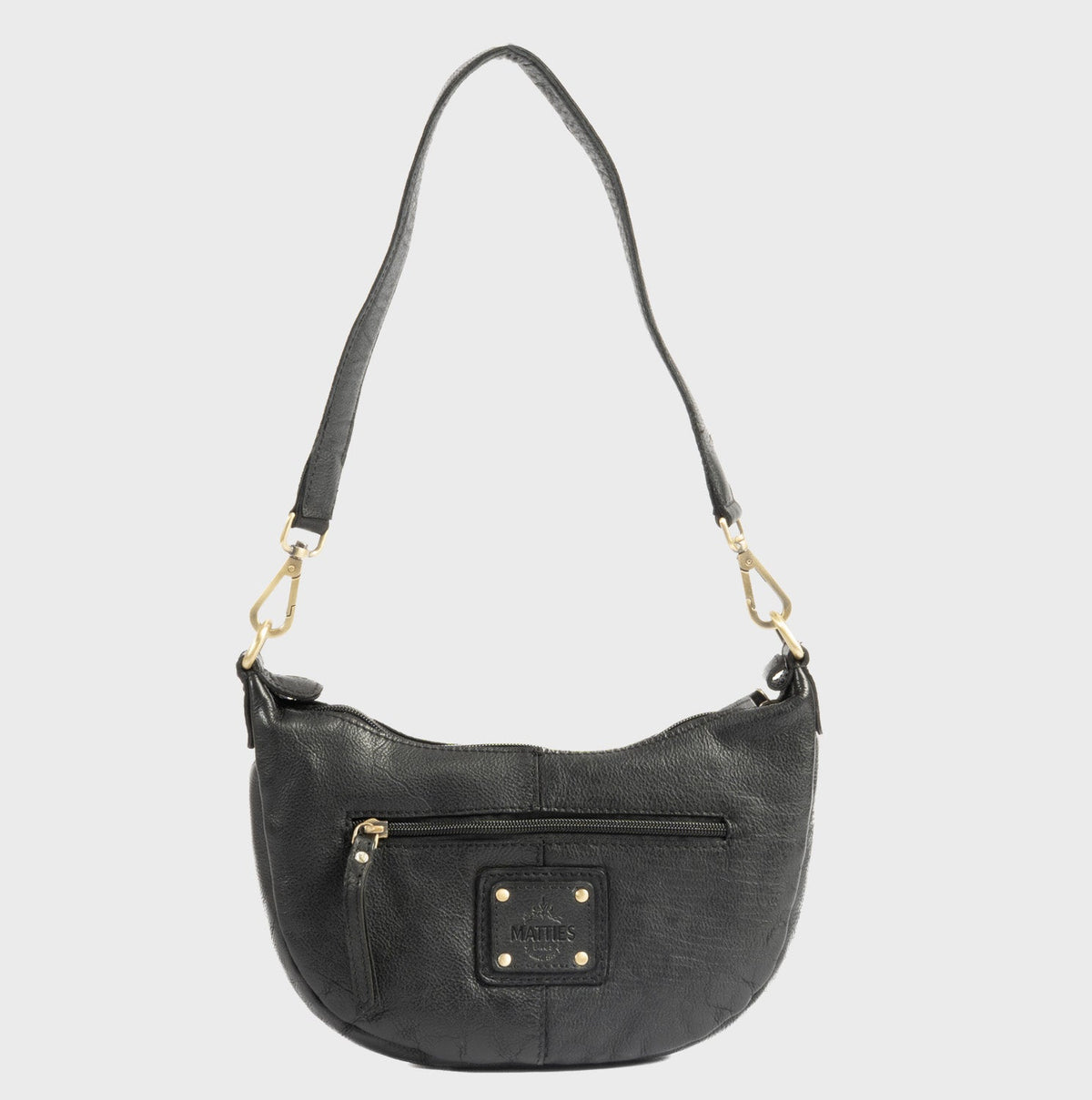 Bolso de hombro de piel natural - Negro