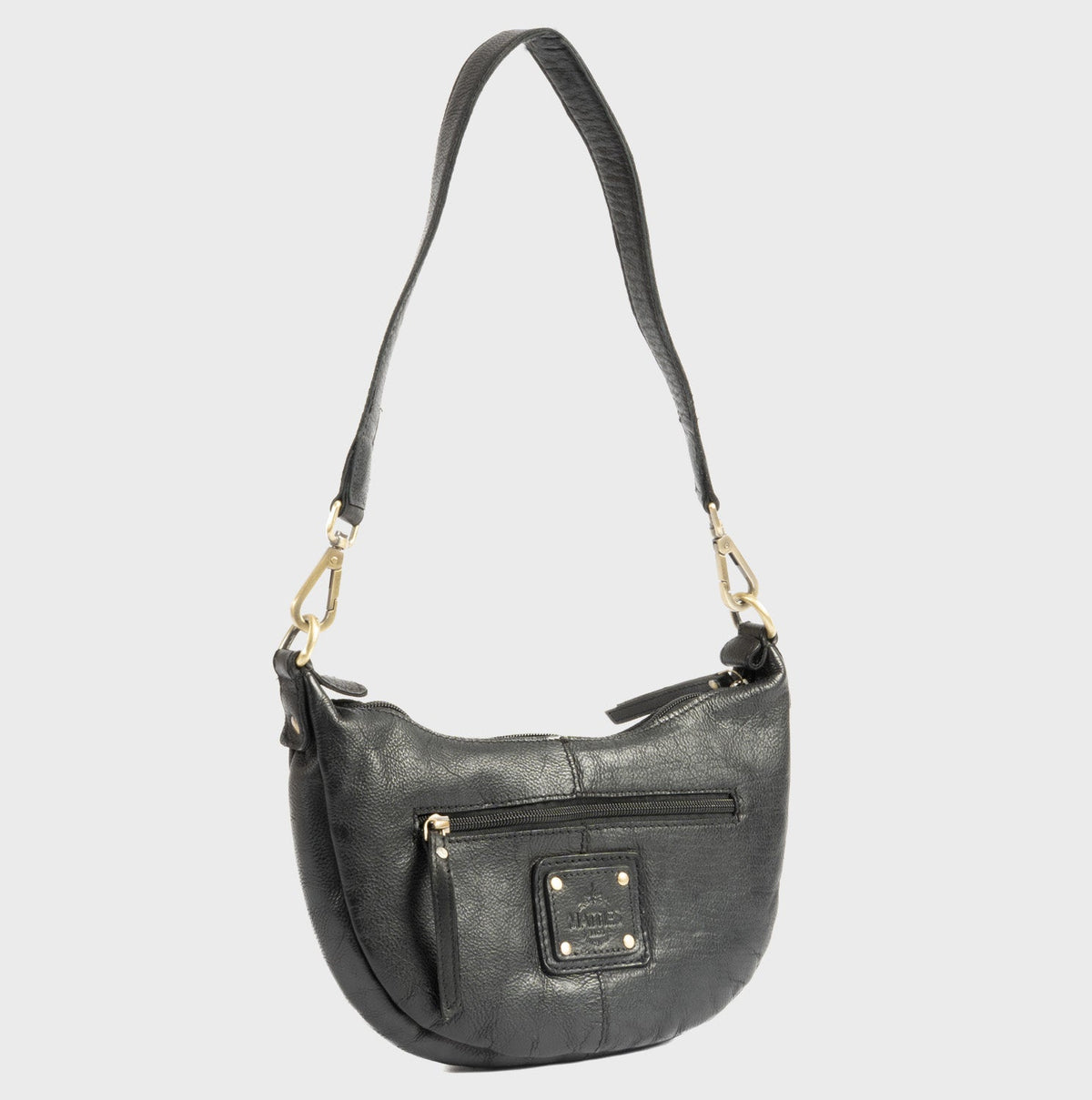 Bolso de hombro de piel natural - Negro