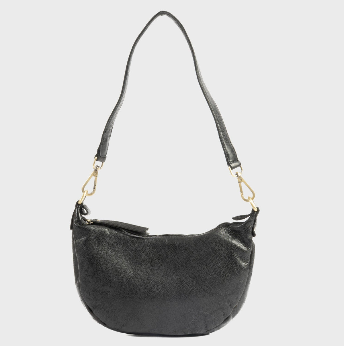 Bolso de hombro de piel natural - Negro
