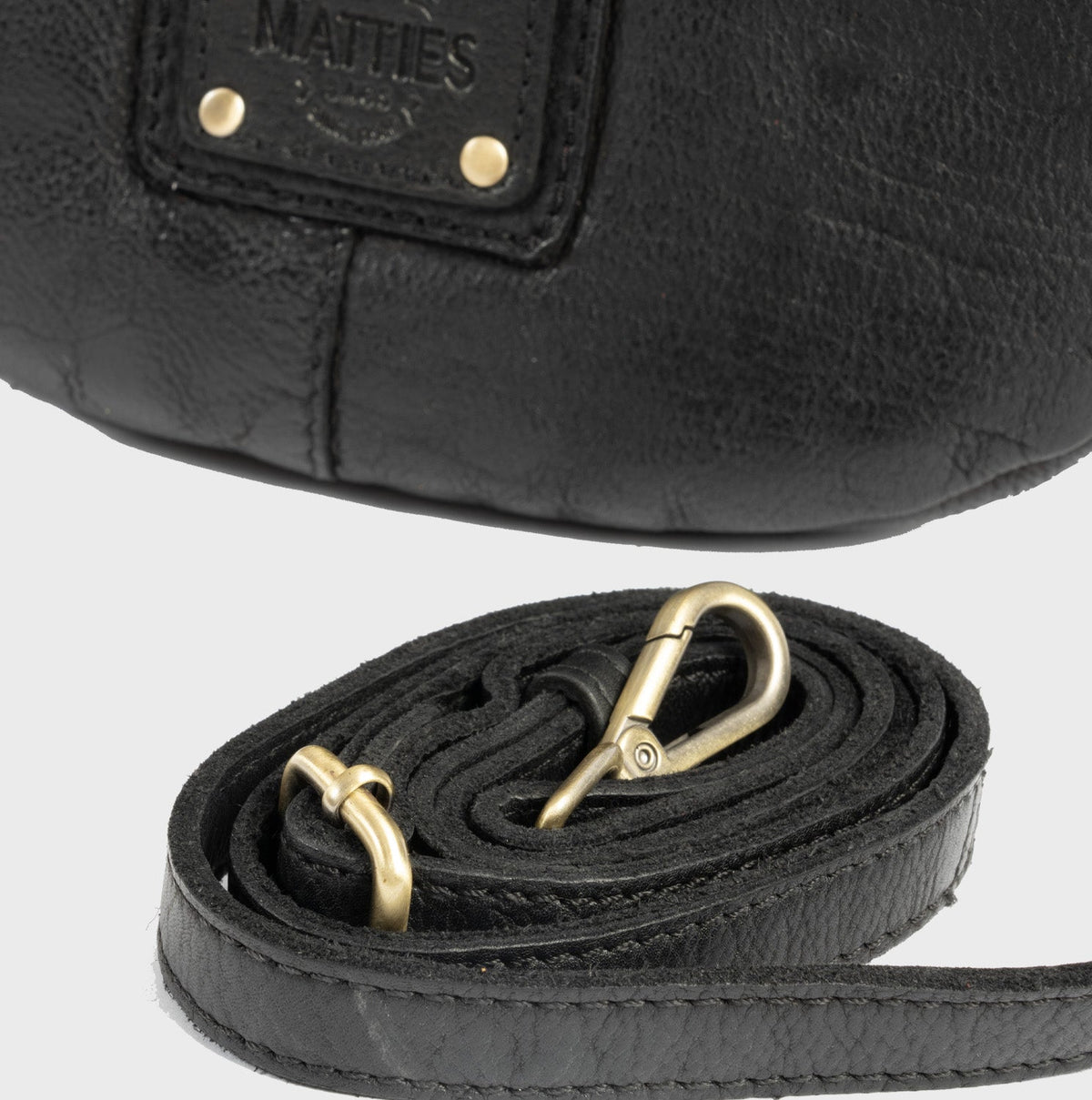 Bolso de hombro de piel natural - Negro