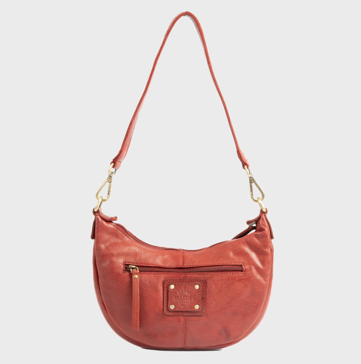 Bolso de hombro de piel natural - Rojo
