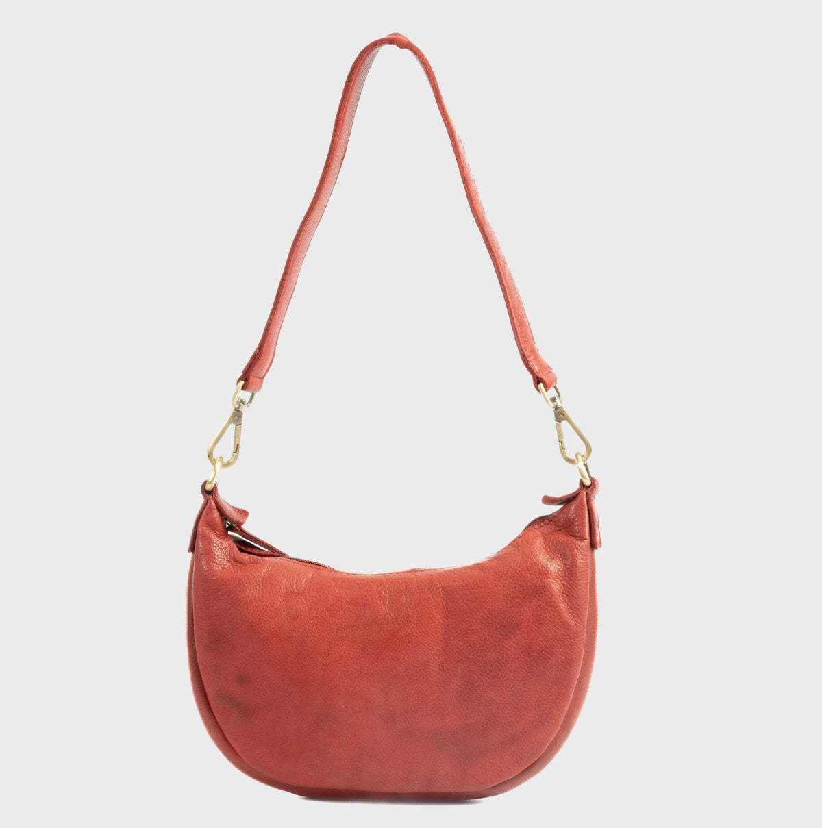 Bolso de hombro de piel natural - Rojo
