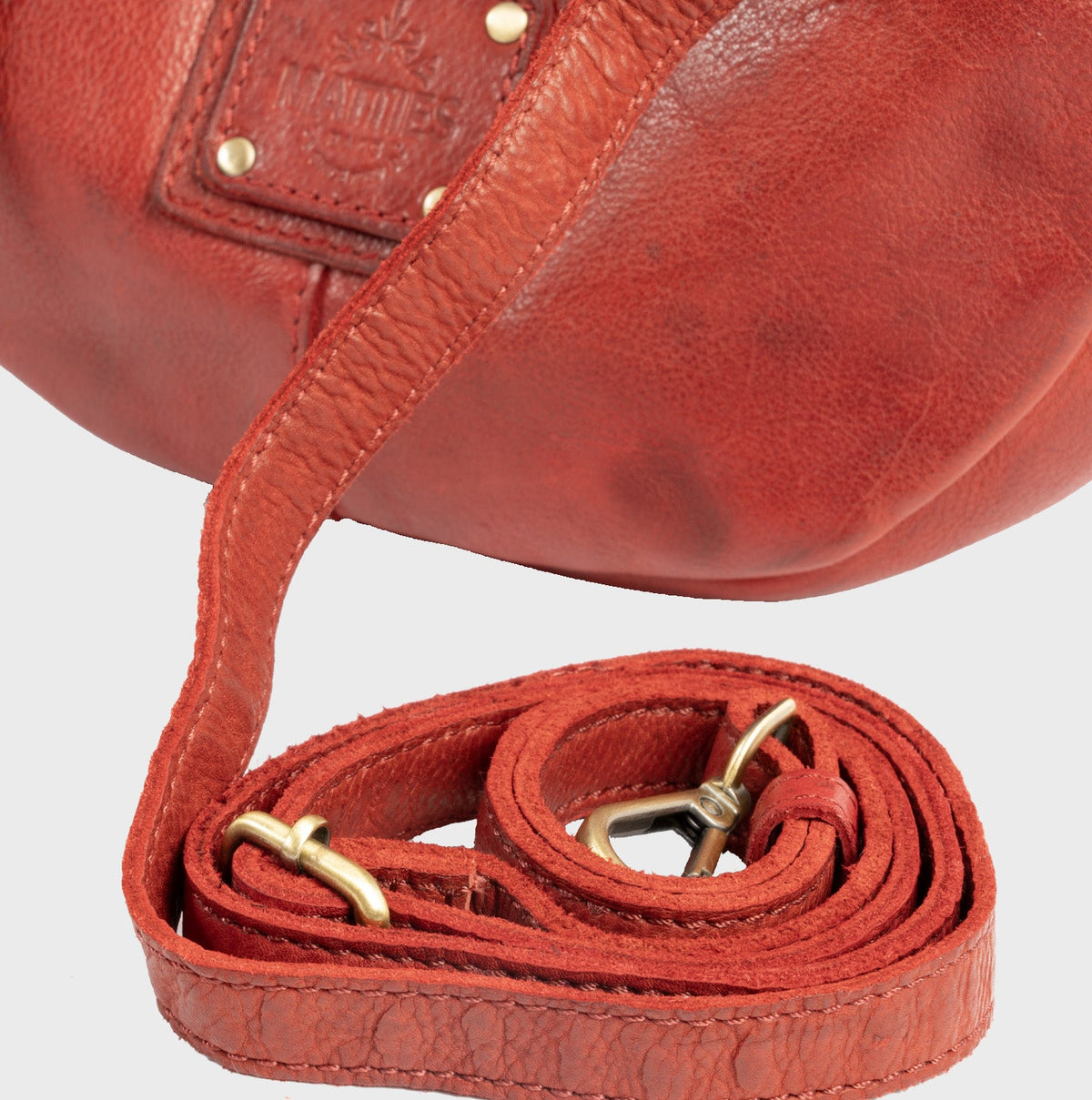 Bolso de hombro de piel natural - Rojo
