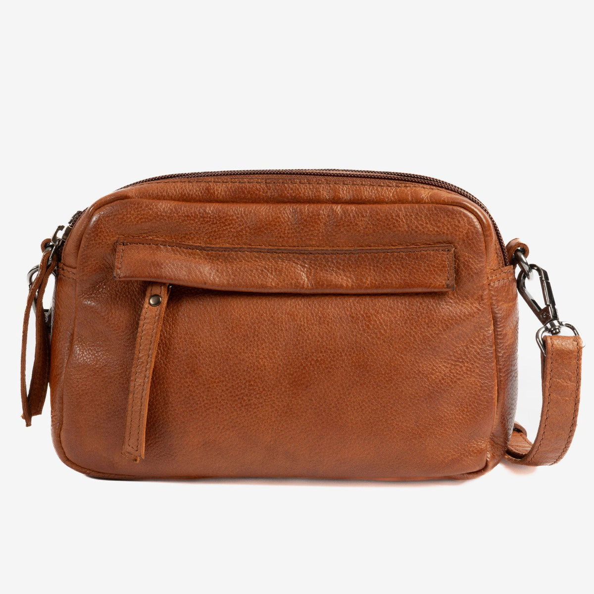 Bolso de piel natural con bandolera - Cuero