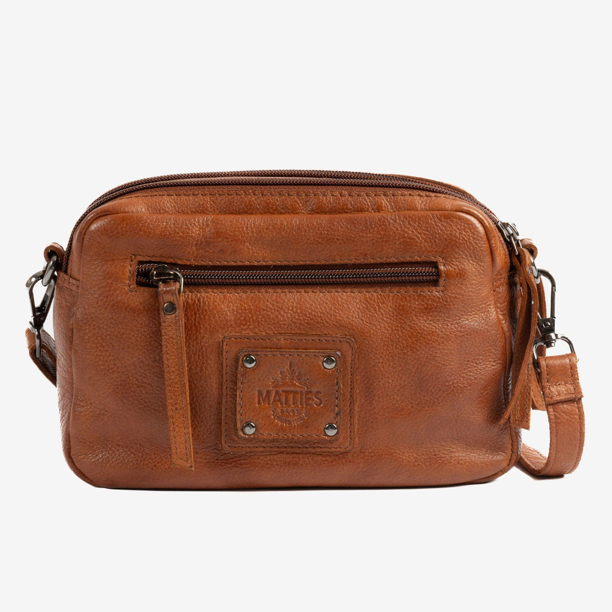 Bolso de piel natural con bandolera - Cuero