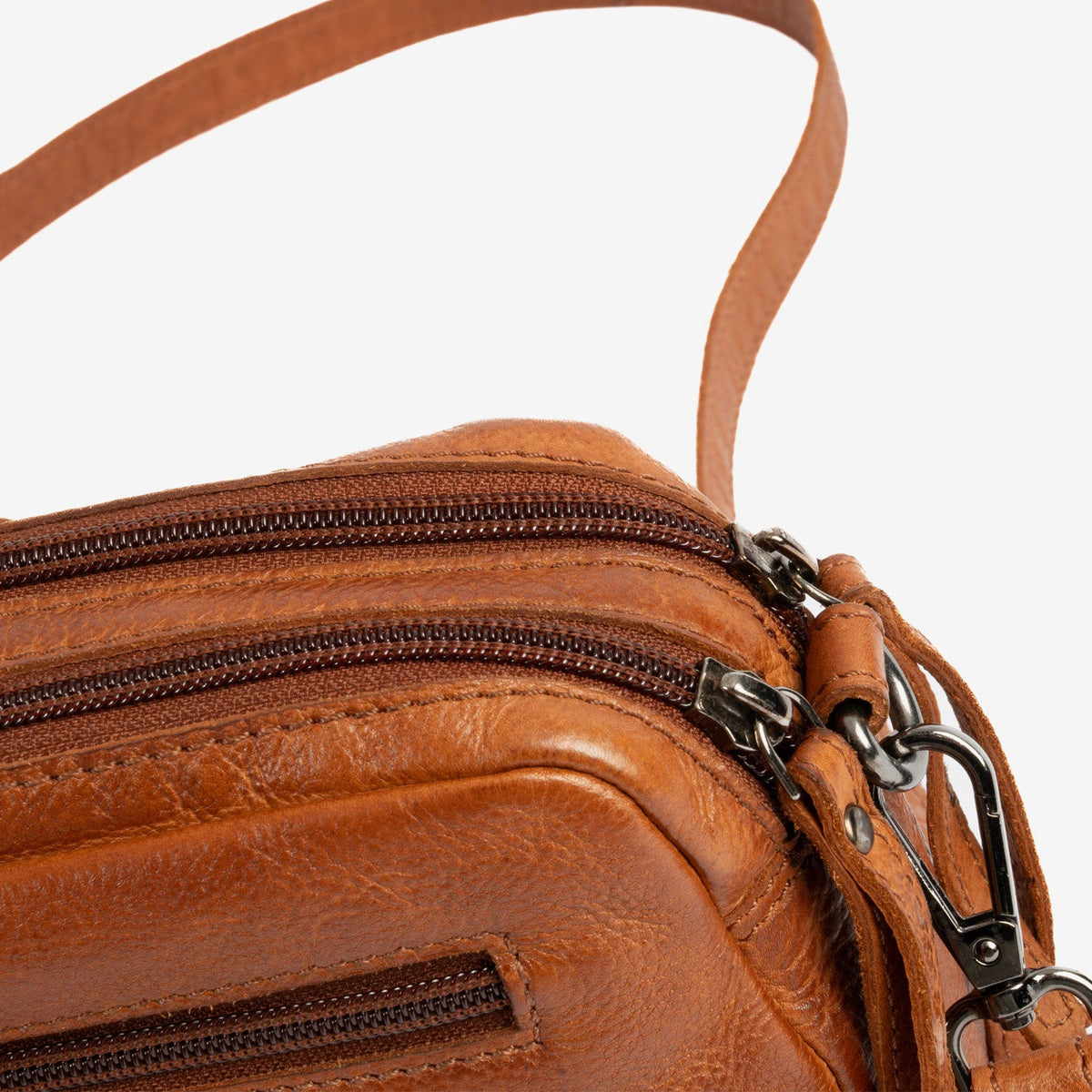 Bolso de piel natural con bandolera - Cuero