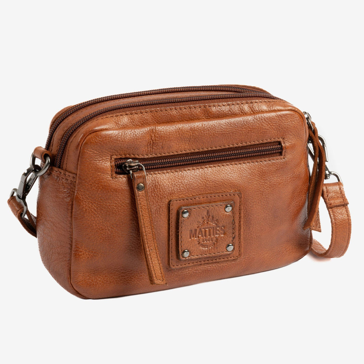 Bolso de piel natural con bandolera - Cuero