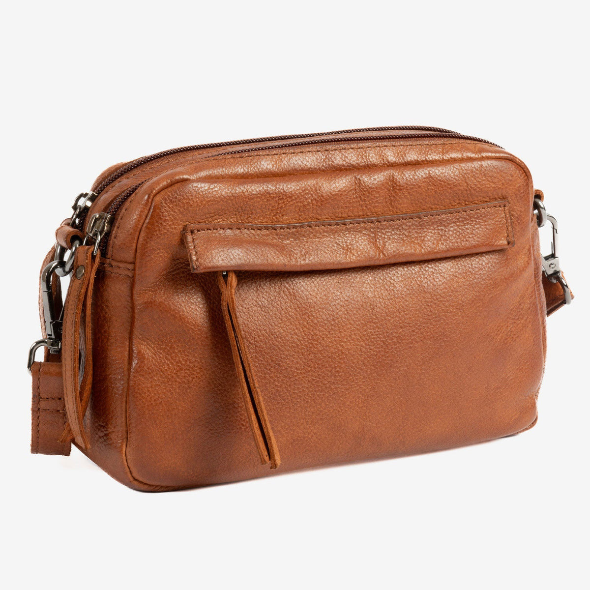 Bolso de piel natural con bandolera - Cuero