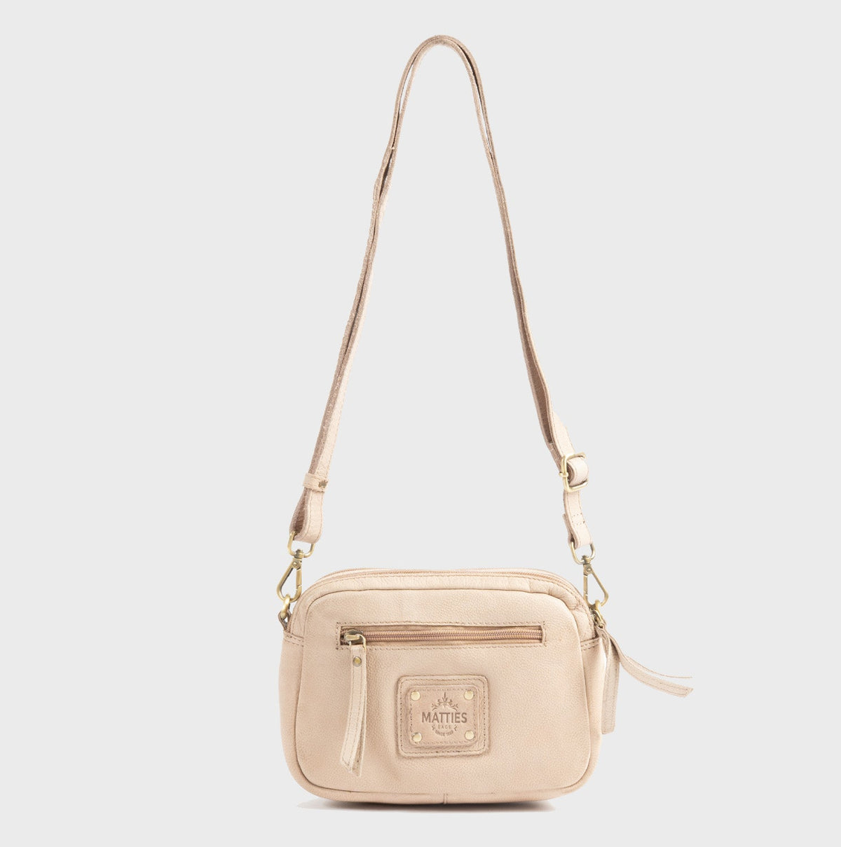 Bolso de piel natural con bandolera - Camel