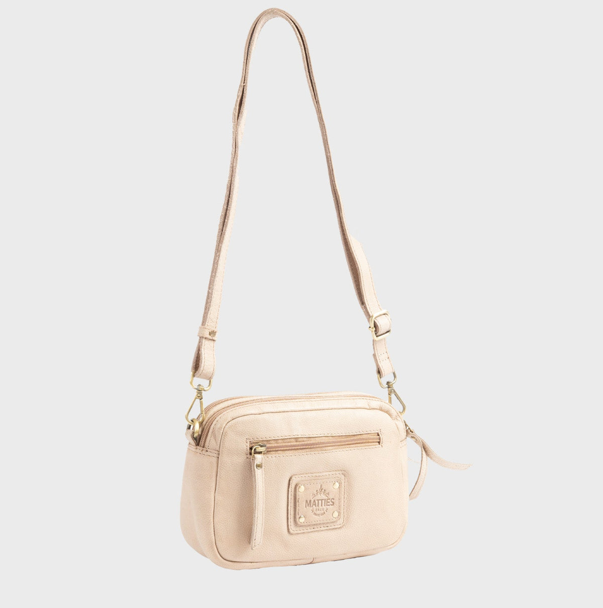 Bolso de piel natural con bandolera - Camel