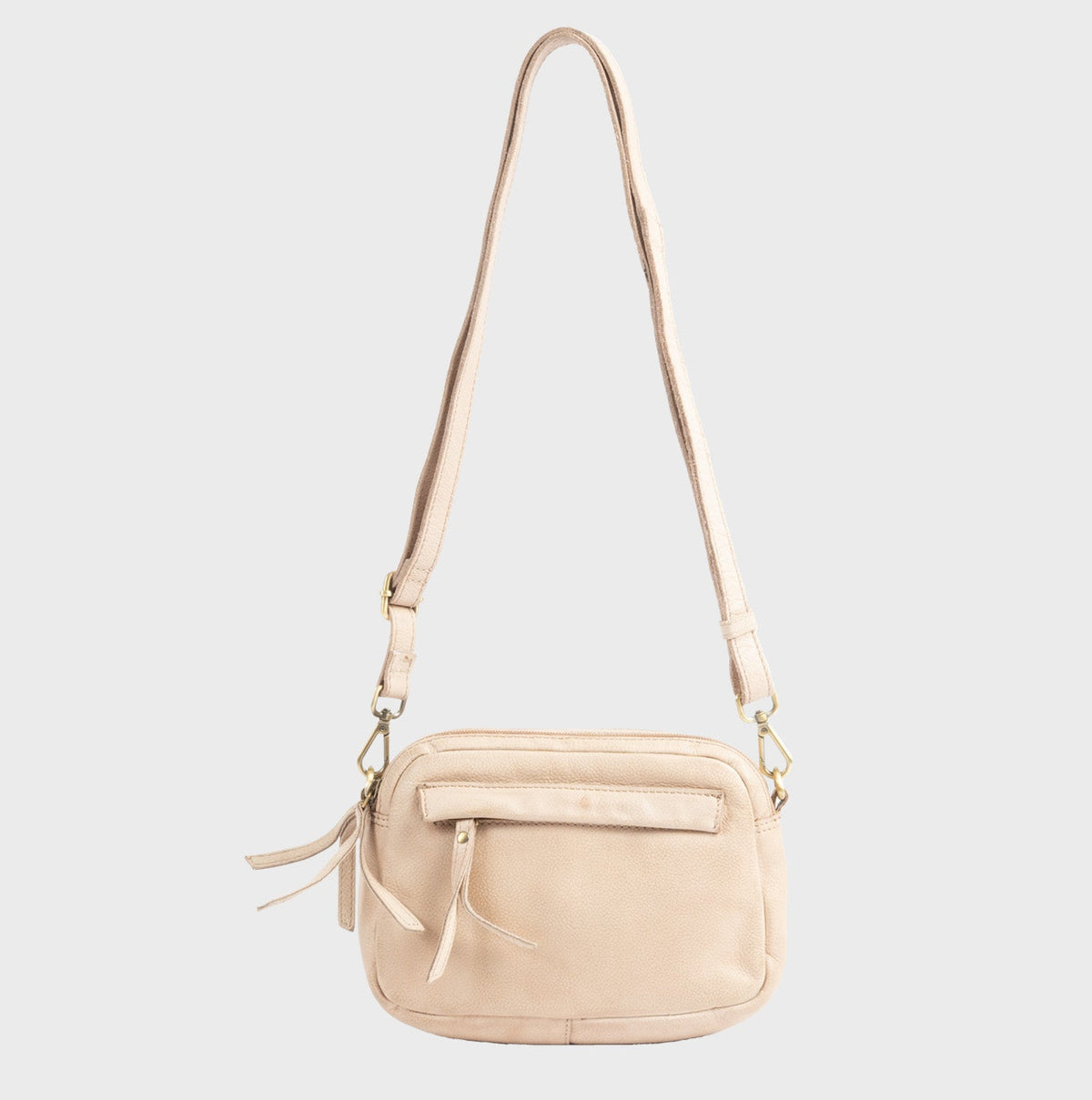 Bolso de piel natural con bandolera - Camel