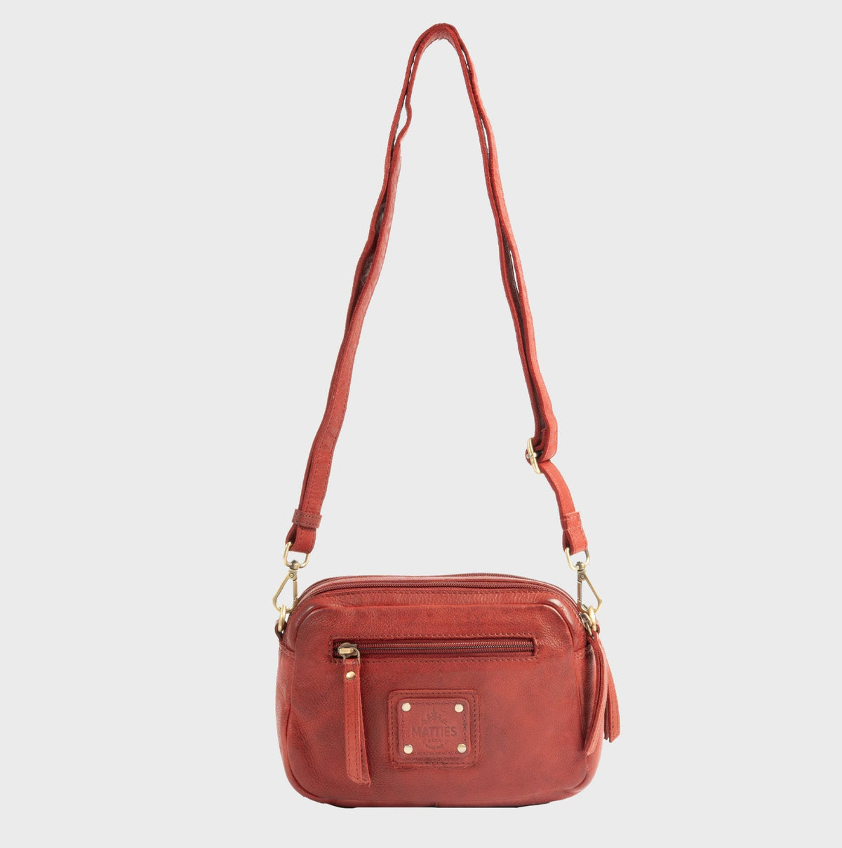 Bolso de piel natural con bandolera - Rojo
