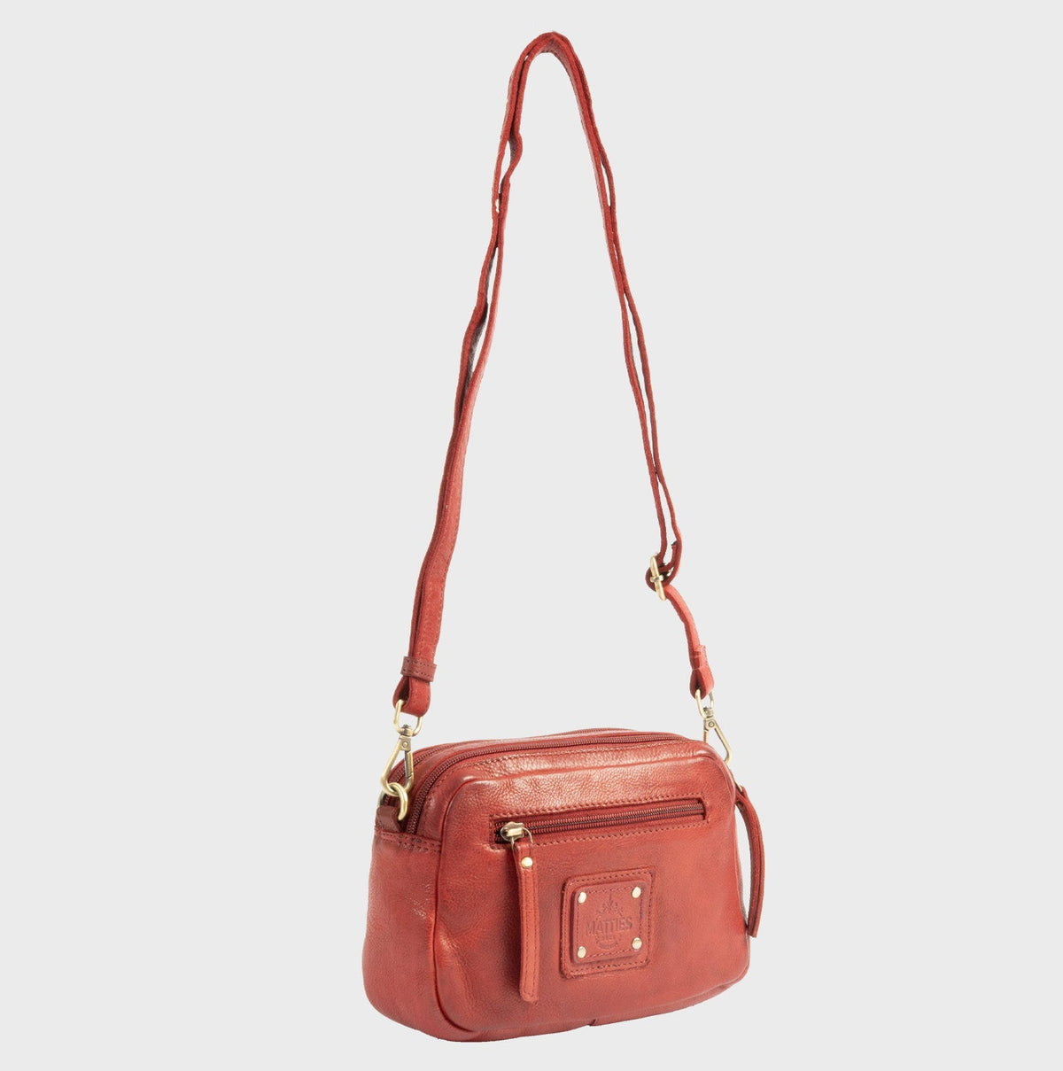 Bolso de piel natural con bandolera - Rojo