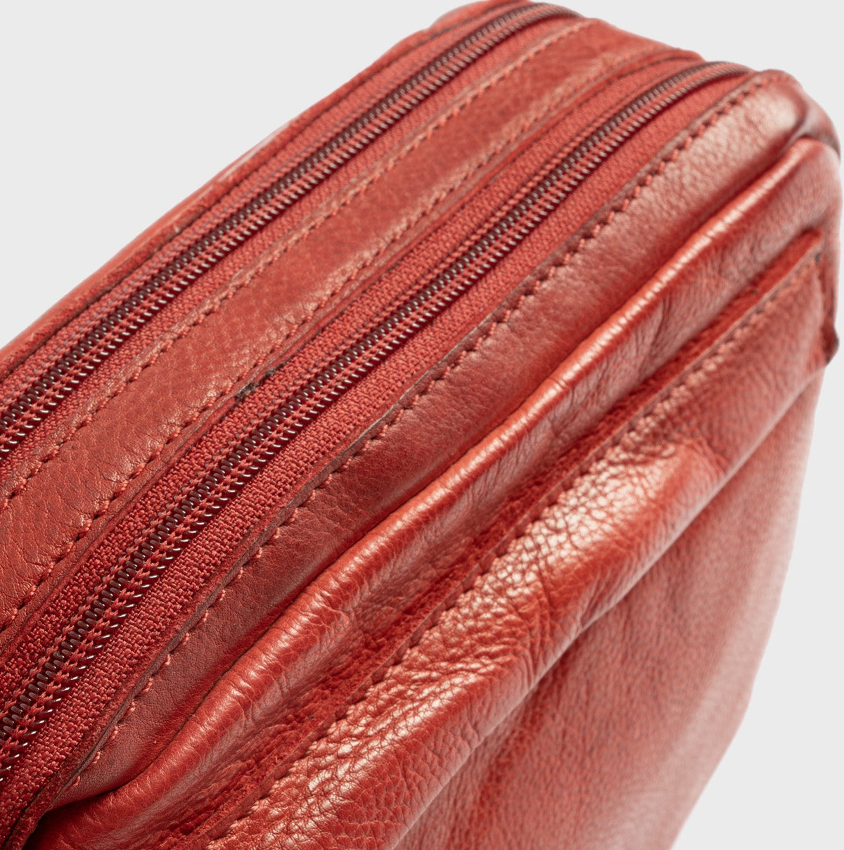 Bolso de piel natural con bandolera - Rojo