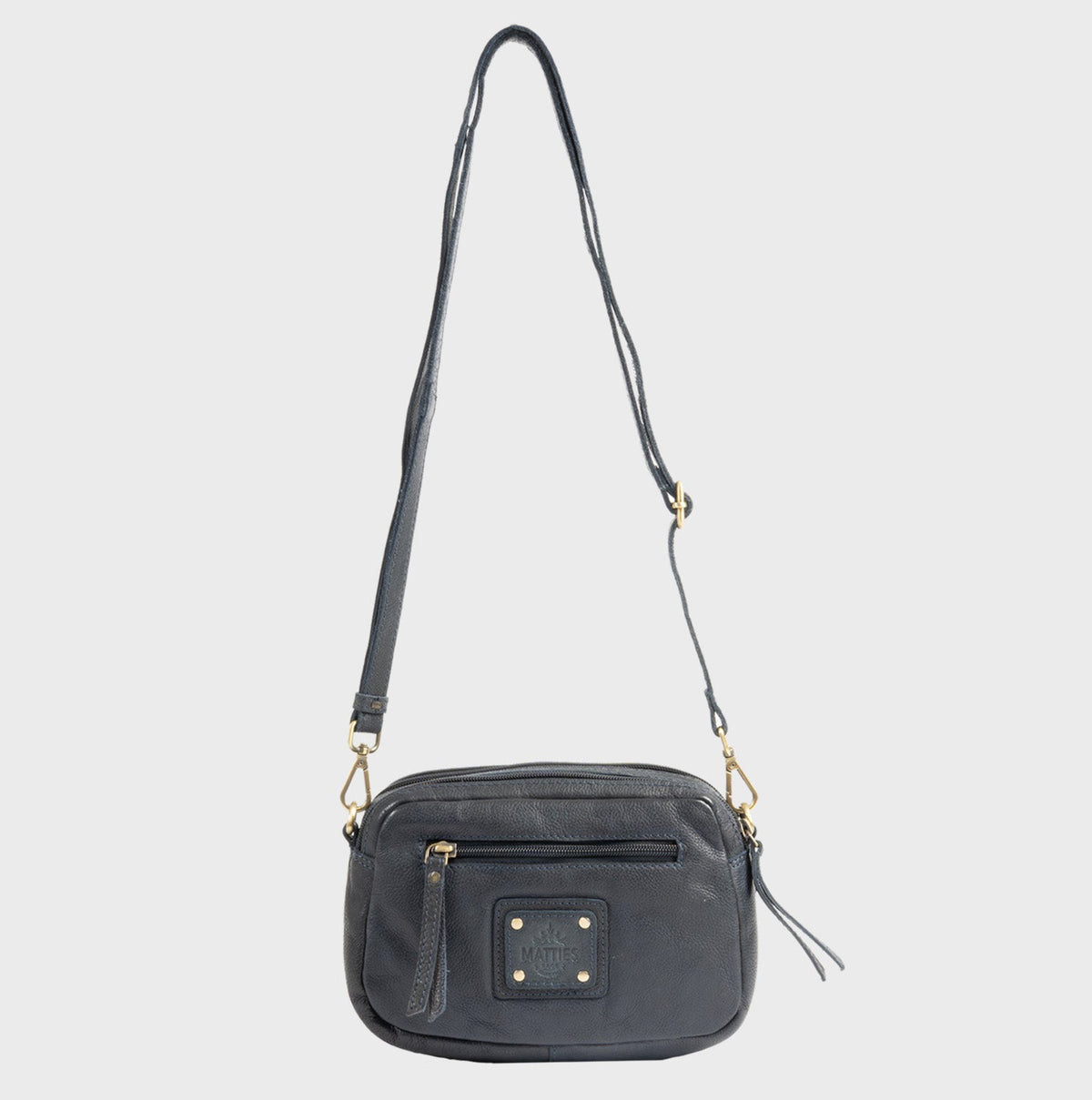 Bolso de piel natural con bandolera - Azul