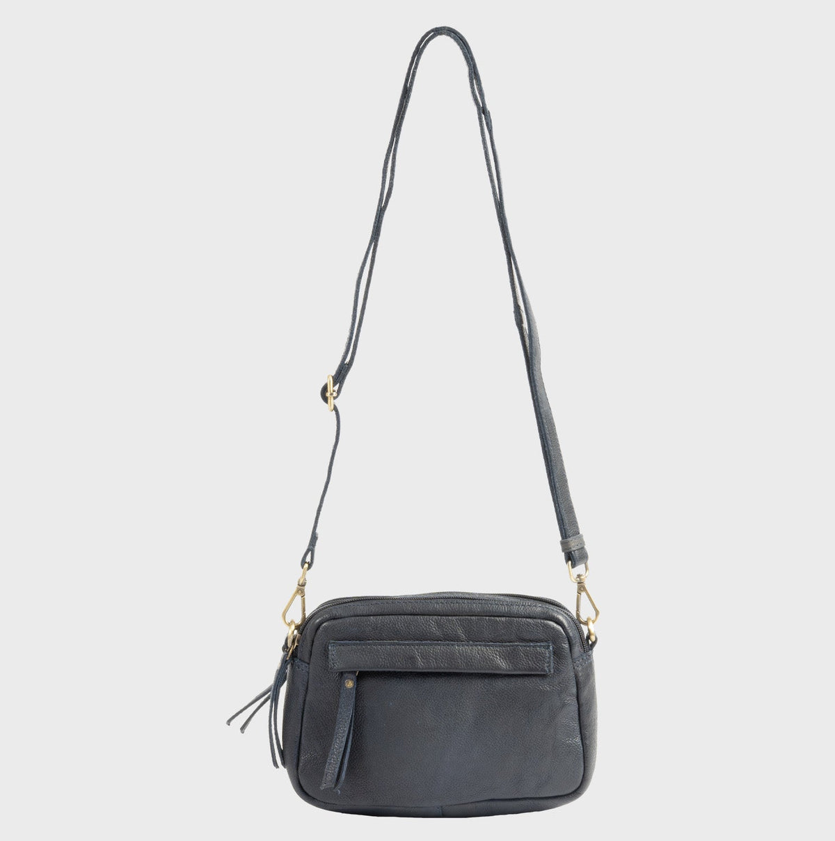 Bolso de piel natural con bandolera - Azul