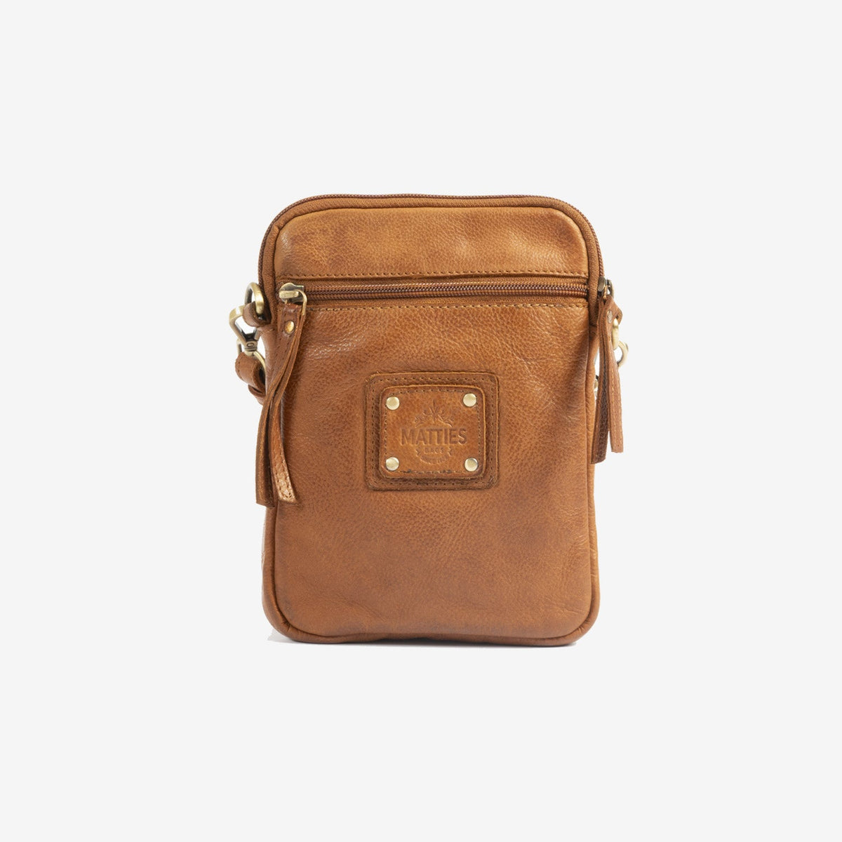 Bolso bandolera vertical de piel natural - Cuero
