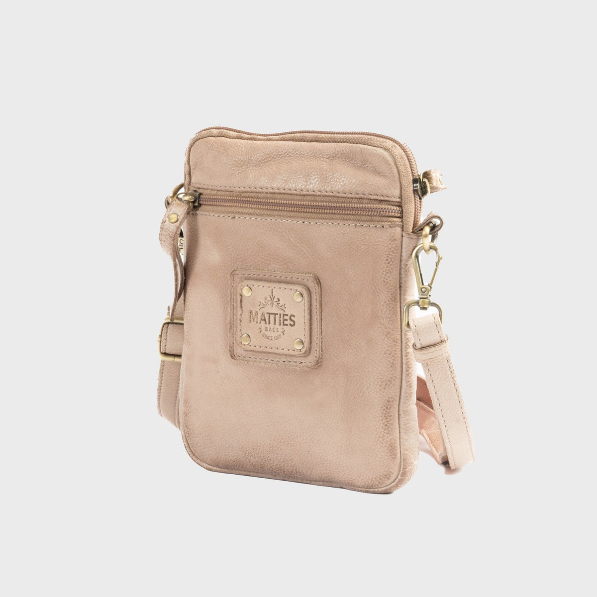 Bolso bandolera vertical de piel natural - Camel