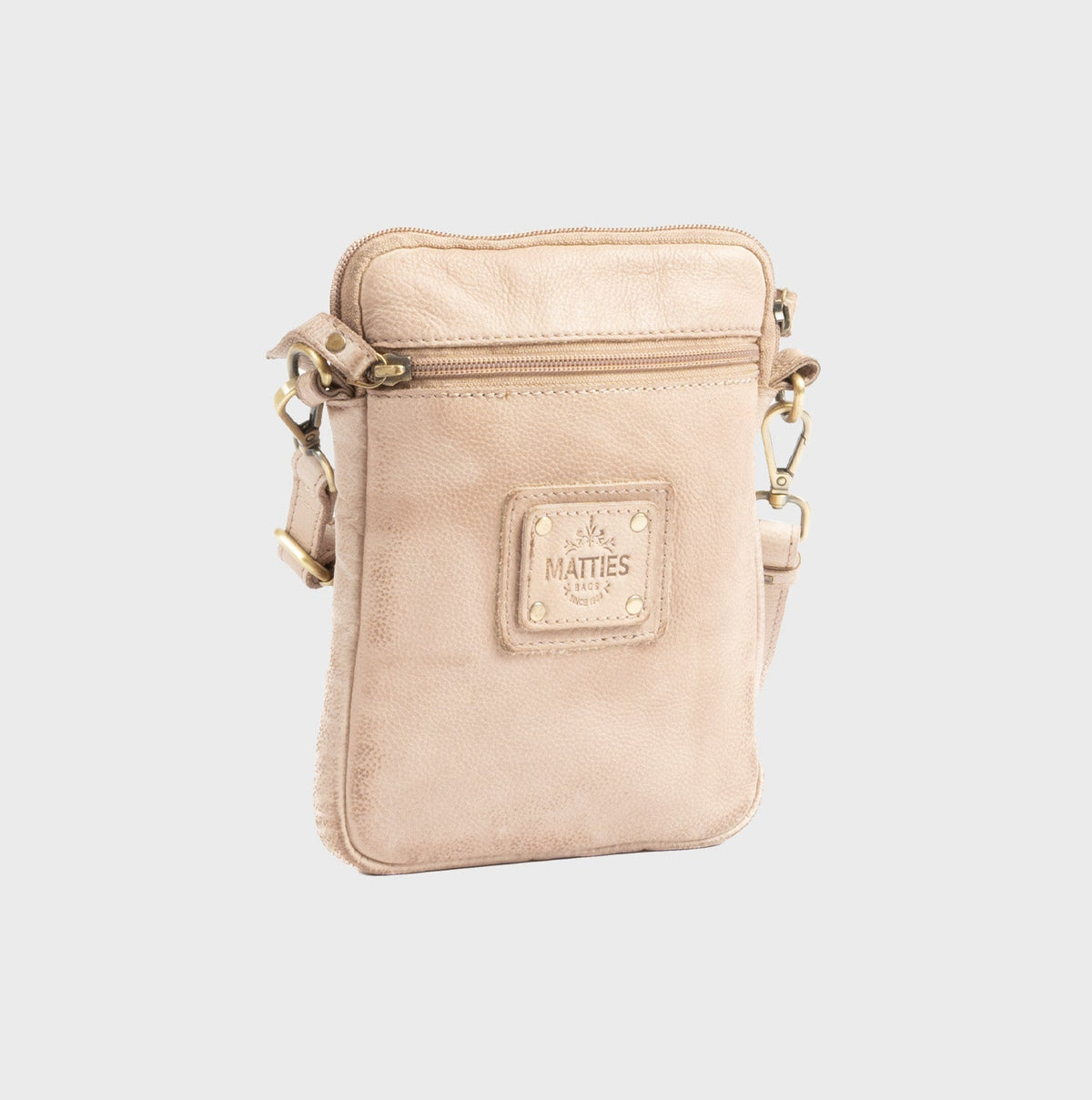 Bolso bandolera vertical de piel natural - Camel