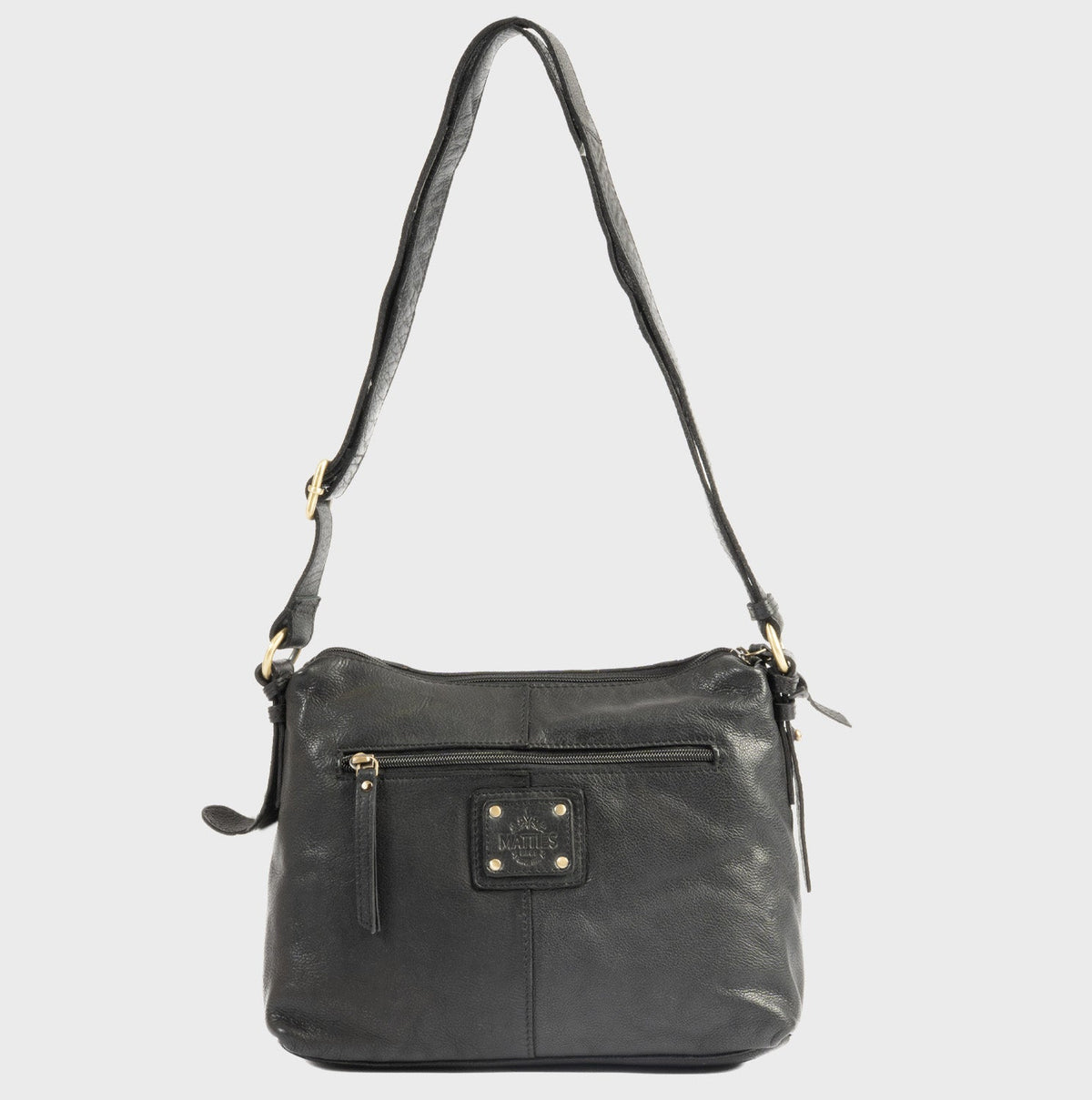 Bolso bandolera de piel natural elegante - Negro