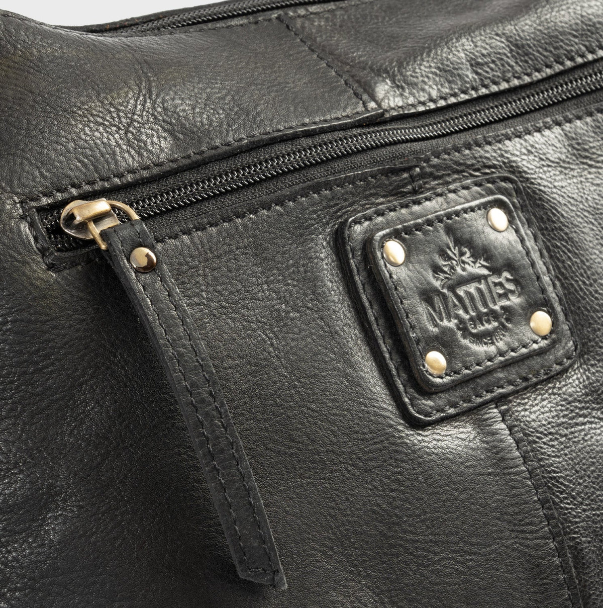 Bolso bandolera de piel natural elegante - Negro