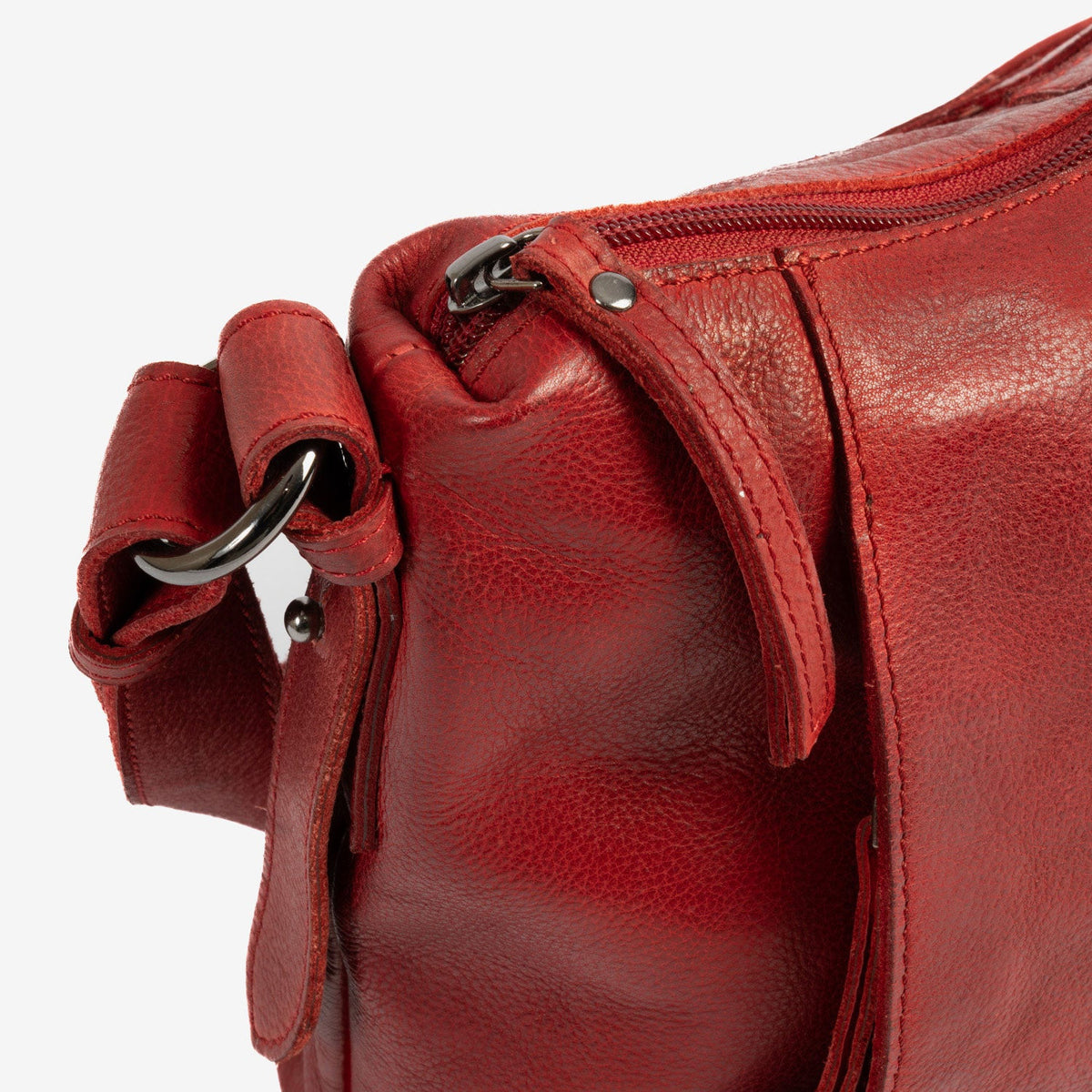 Bolso bandolera de piel natural elegante - Rojo