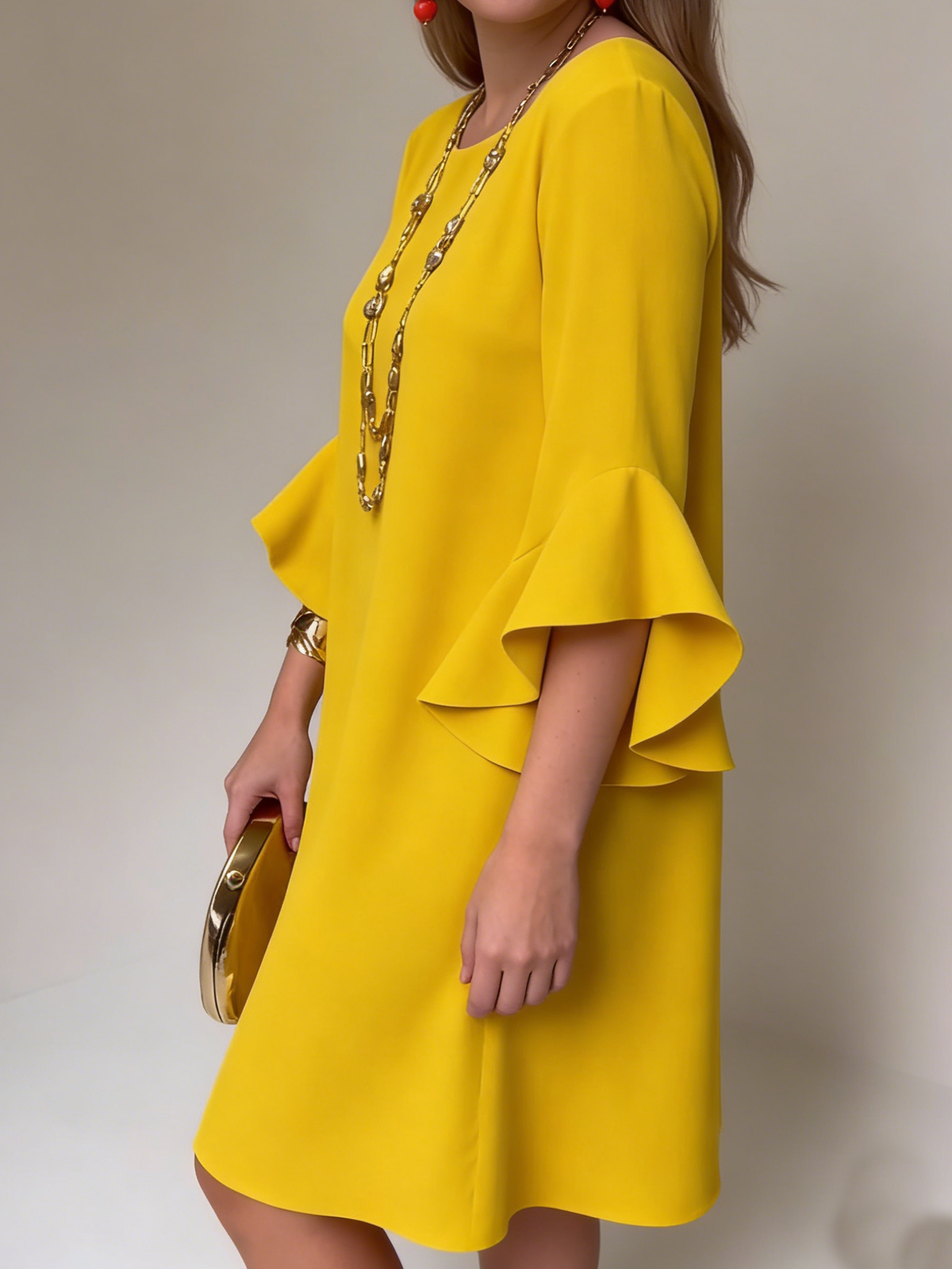 Vestido fluido con mangas de volante Selloryta