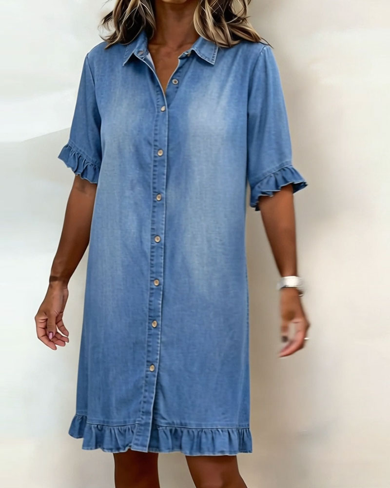 Vestido vaquero con botones y volantes Selloryta