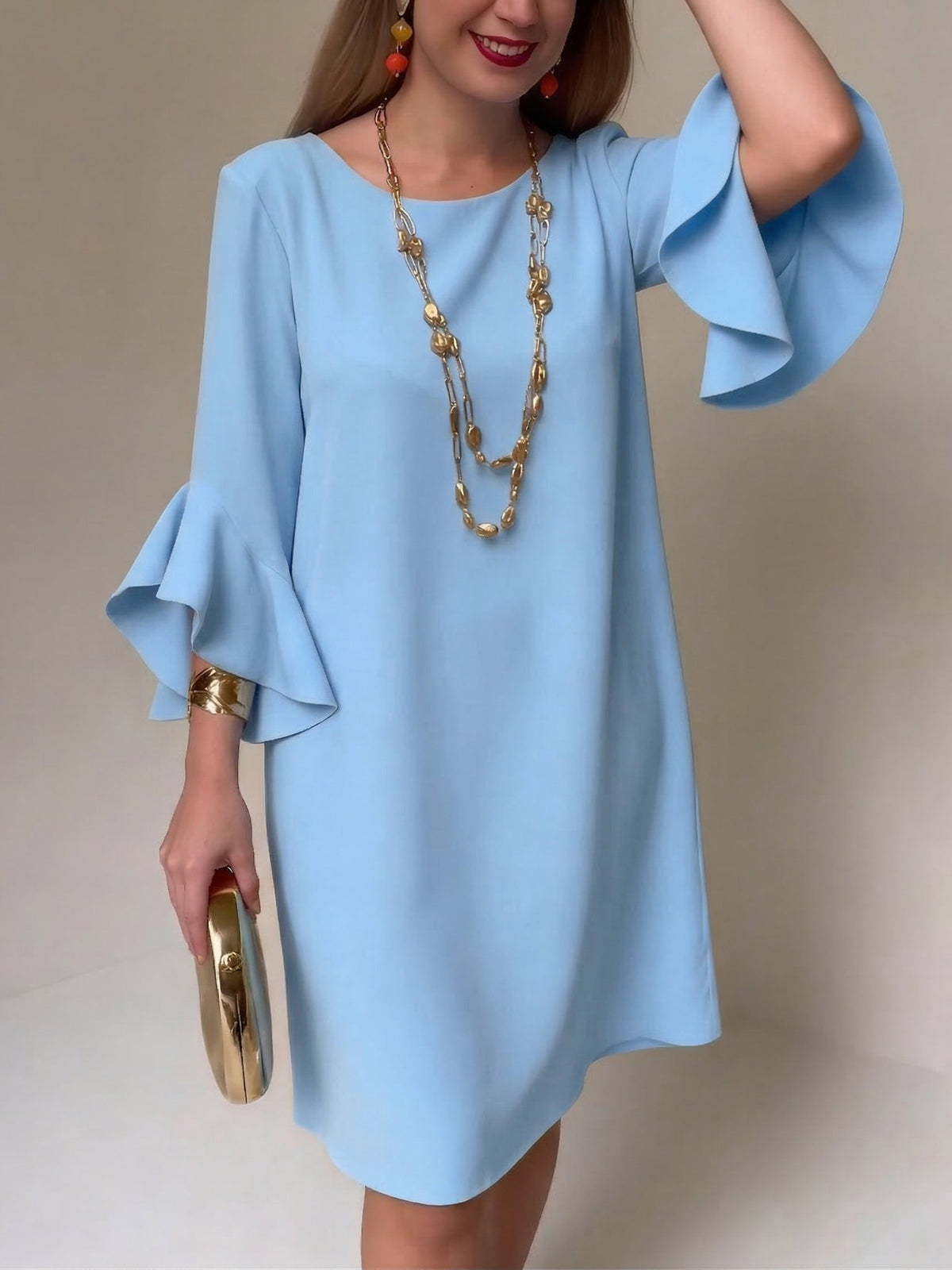 Vestido fluido con mangas de volante Selloryta