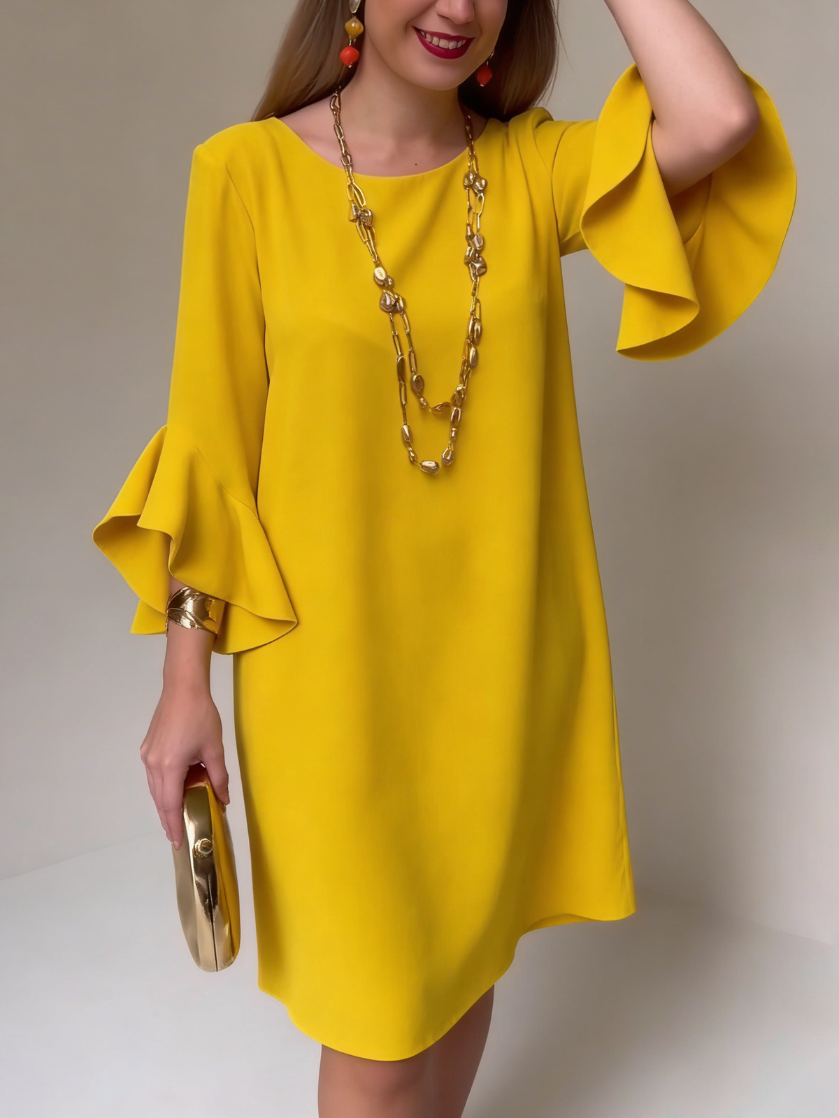 Vestido fluido con mangas de volante Selloryta