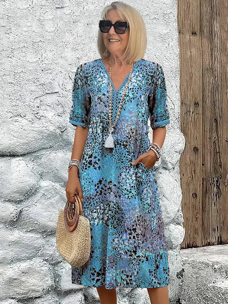 Vestido floral con cuello en V Selloryta