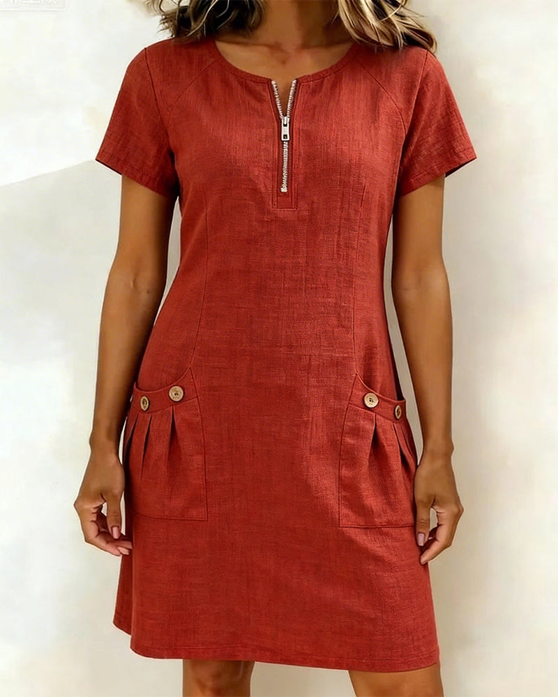 Vestido con cuello de cremallera y bolsillos Selloryta